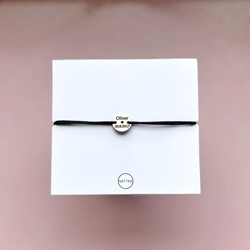 Personalizovaný náramek - text na přání, 10 mm - jméno a datum