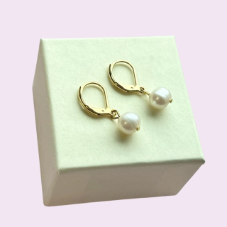 Náušnice zlaté říční perla 